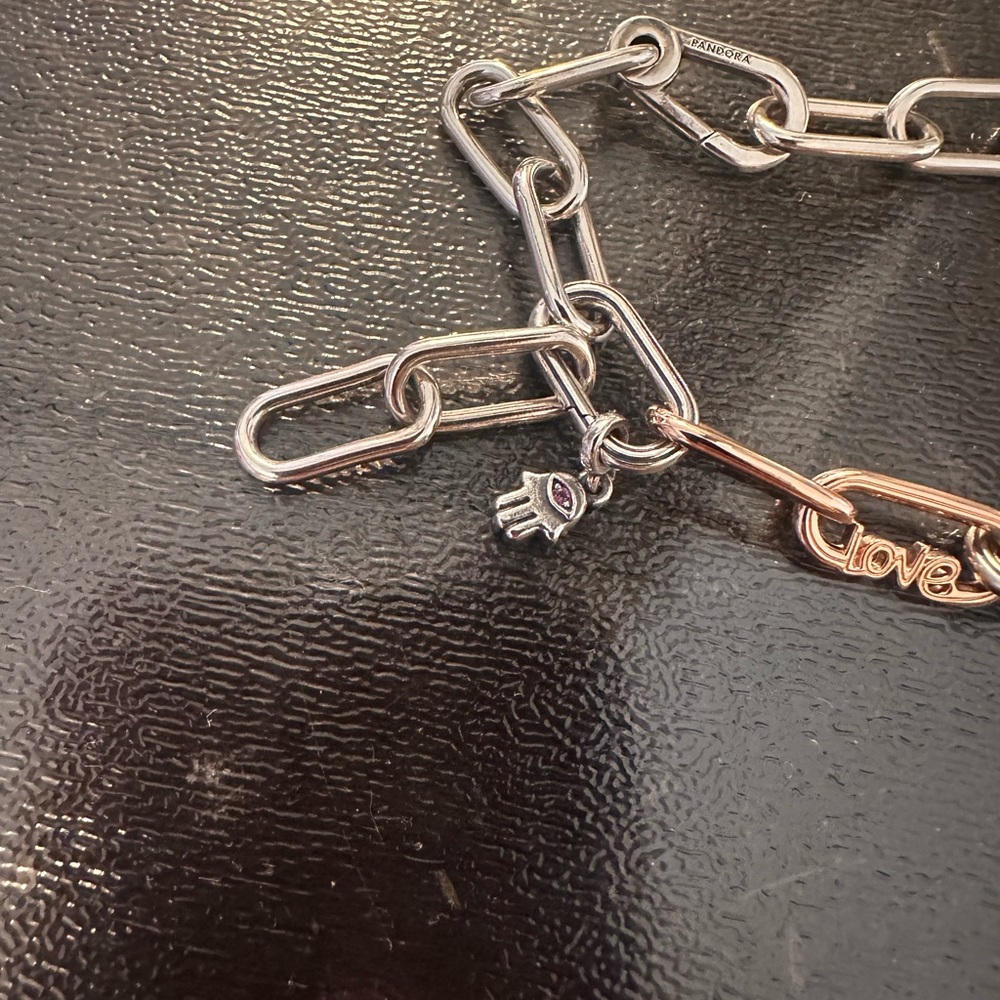 Pandora silver & rose gold link bracelet